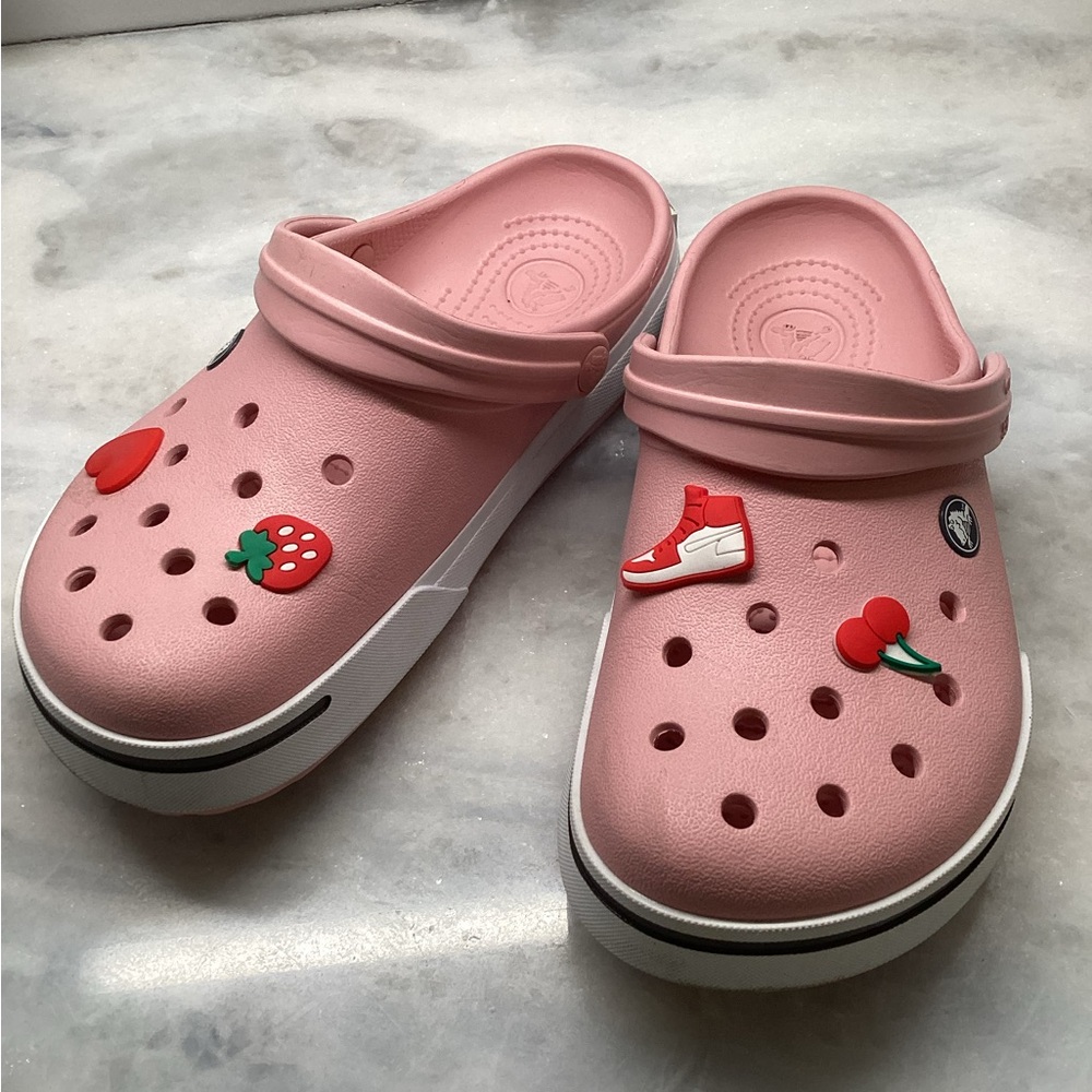 Crocs Pink Clogs with Fun Charms